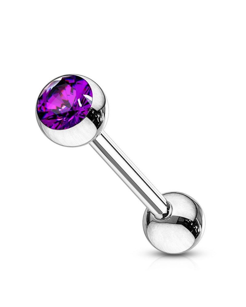 Piercing langue boule pierre sertie