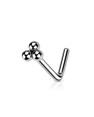 Piercing nez trio de billes tige en L