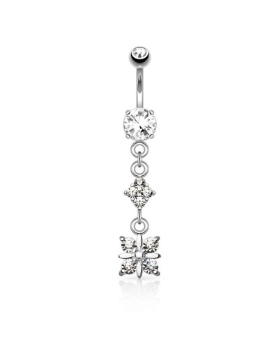 Piercing nombril losange et fleur quadrant