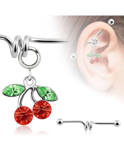 Piercing oreille industriel pendentif cerises