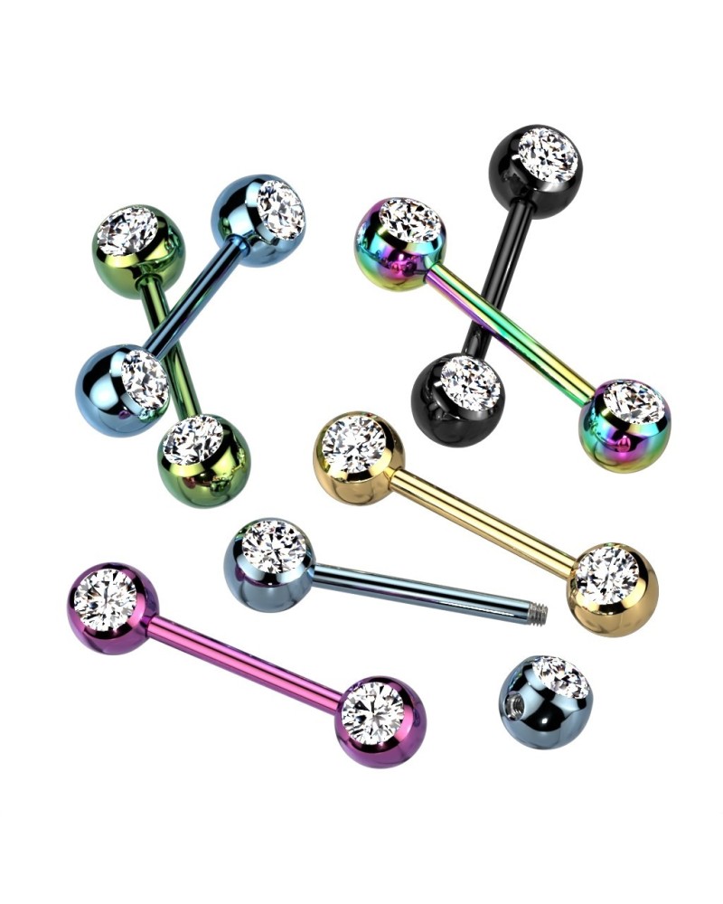 Piercing téton titane gemmes