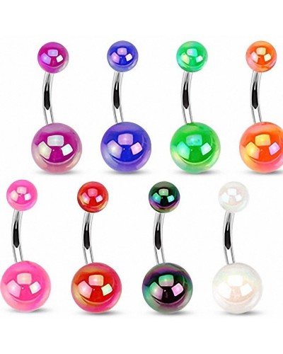 Piercing nombril boules acrylique métallisées