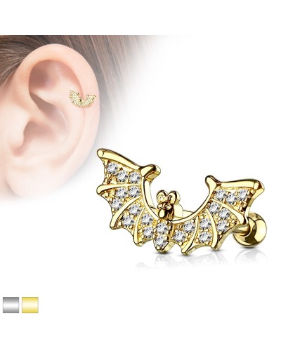 Piercing oreille chauve-souris ailes strass