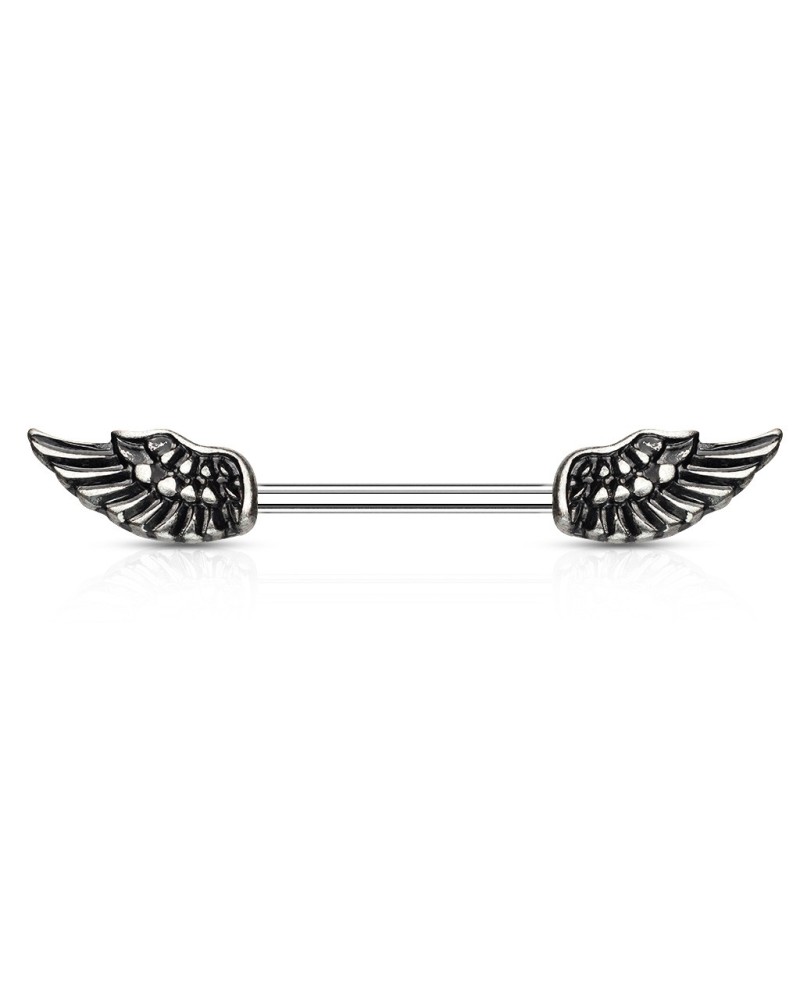 Piercing téton ailes d'ange argent antique