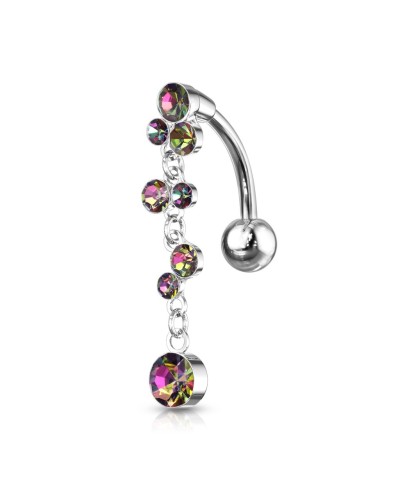 Piercing nombril inversé cristaux en cascade