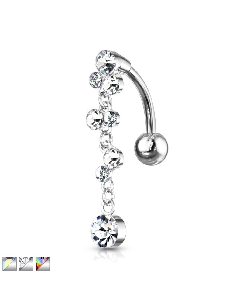 Piercing nombril inversé cristaux en cascade