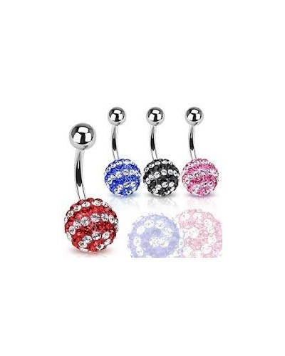 Piercing nombril boule à strass tourbillon