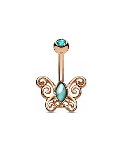 Piercing nombril papillon pierre turquoise