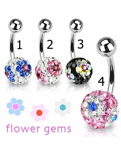 Piercing nombril fleur Cristal Férido