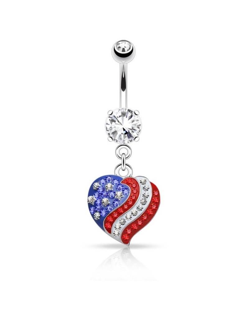 Piercing nombril coeur drapeau USA