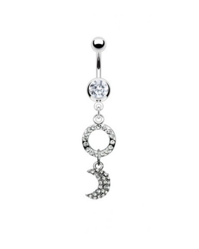 Piercing nombril cercle et croissant de lune