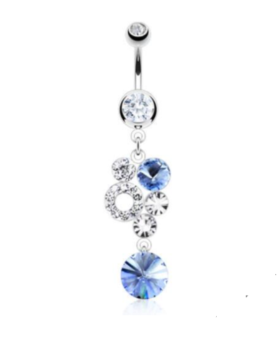 Piercing nombril pendentif pierres bleues