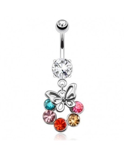 Piercing nombril papillon cercle de pierres