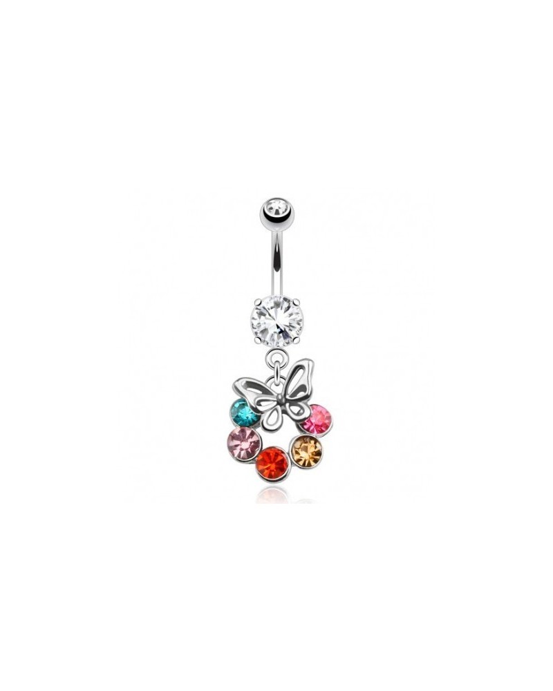 Piercing nombril papillon cercle de pierres