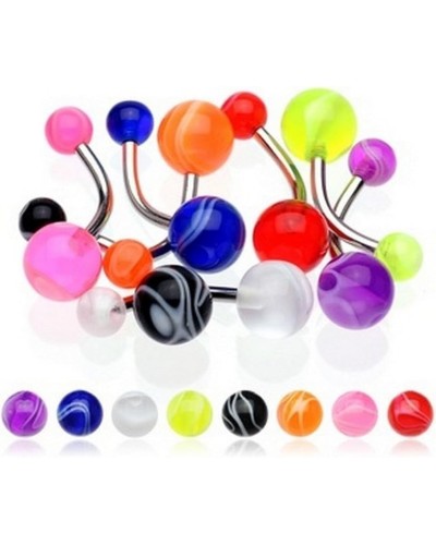 Piercing nombril boule acrylique colorée marbrée