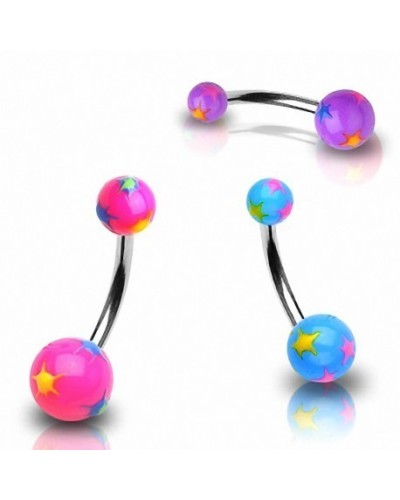 Lot de 3 piercings nombril boules acrylique éclats d'étoiles