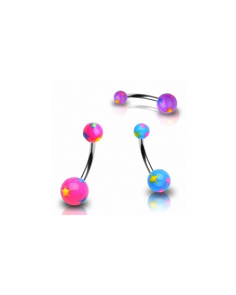 Lot de 3 piercings nombril boules acrylique éclats d'étoiles