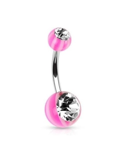 Piercing nombril boules acrylique "beach ball" gemmes