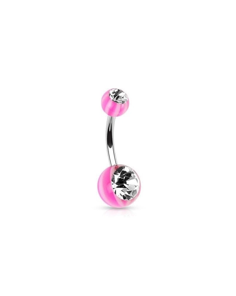 Piercing nombril boules acrylique "beach ball" gemmes