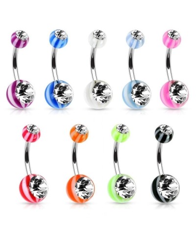 Piercing nombril boules acrylique "beach ball" gemmes