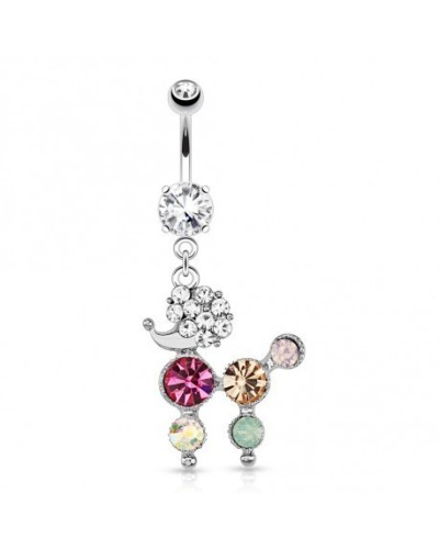 Piercing nombril caniche multicolore