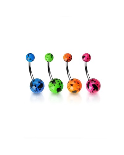 Piercing nombril fluo tache d'encre noire