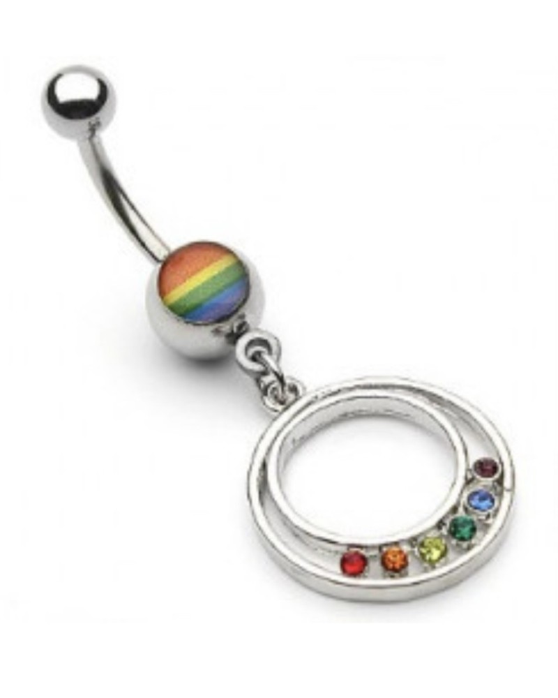 Piercing nombril pierres arc-en-ciel LGBT