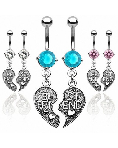 Parie de piercings nombril coeur "Best Friend"