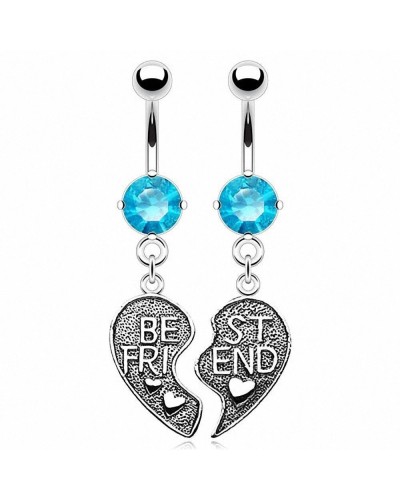 Parie de piercings nombril coeur "Best Friend"