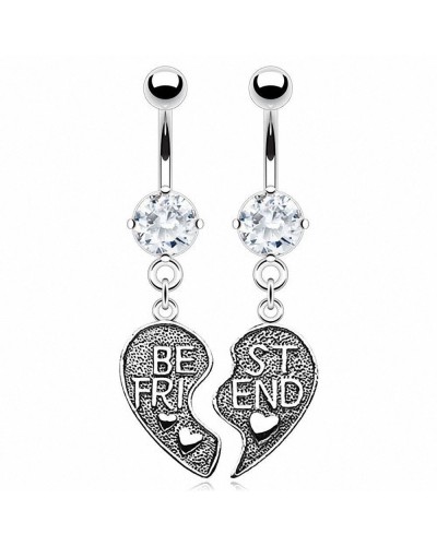 Parie de piercings nombril coeur "Best Friend"