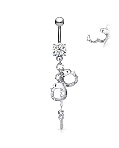 Piercing nombril pendentif menottes