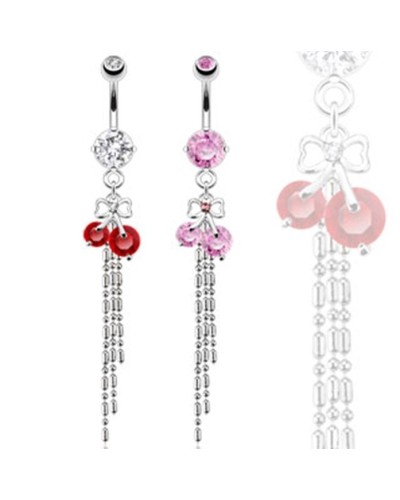 Piercing nombril cerises chaînettes