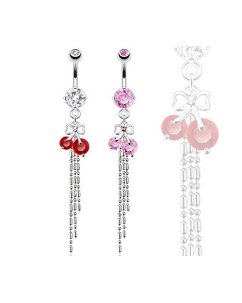 Piercing nombril cerises chaînettes