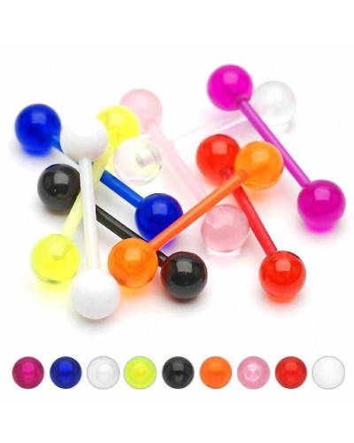 Piercing langue bioflex boules acrylique UV