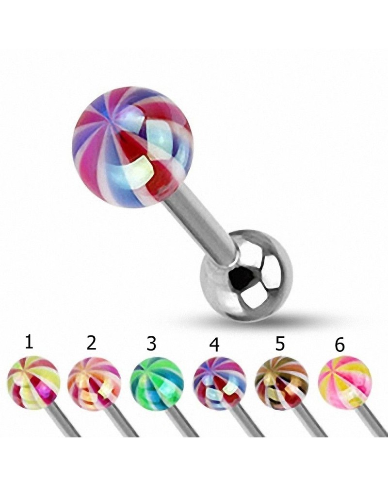 Piercing langue boule Candy reflets métalliques