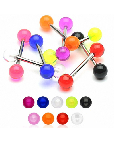 Piercing langue boules acrylique colorées