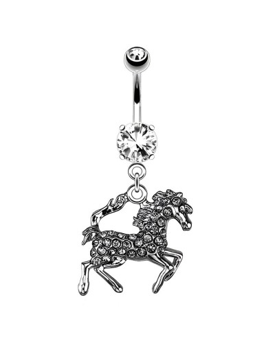 Piercing nombril cheval à strass