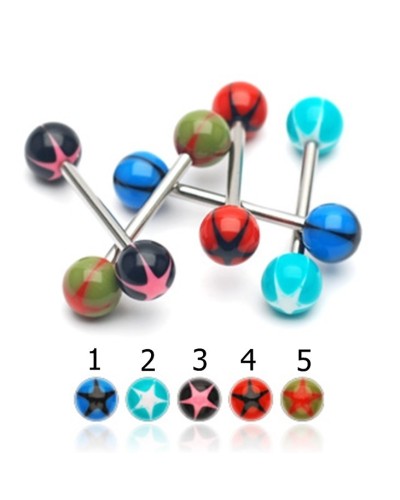 Piercing langue boules acrylique étoiles UV