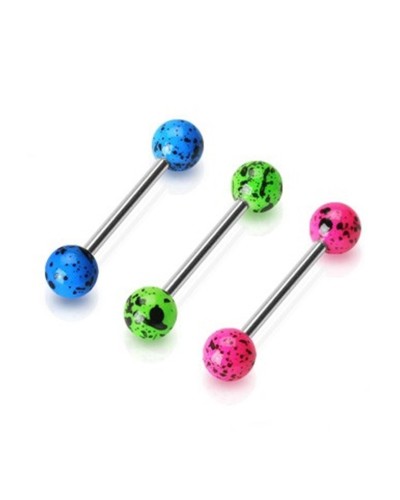 Piercing langue boules colorées tachetées