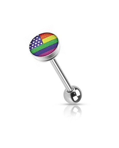 Piercing langue logo drapeau USA LGBT