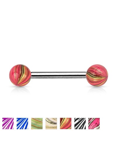 Piercing langue boules en acier multicolore