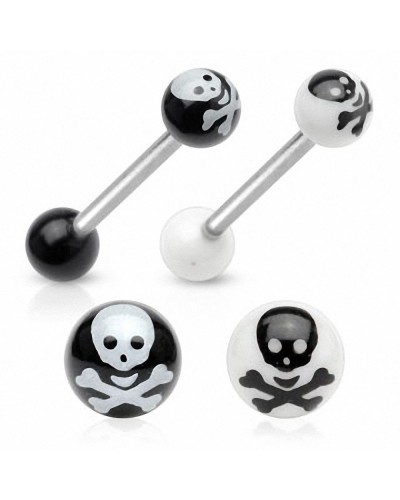 Piercing langue tête de mort pirate