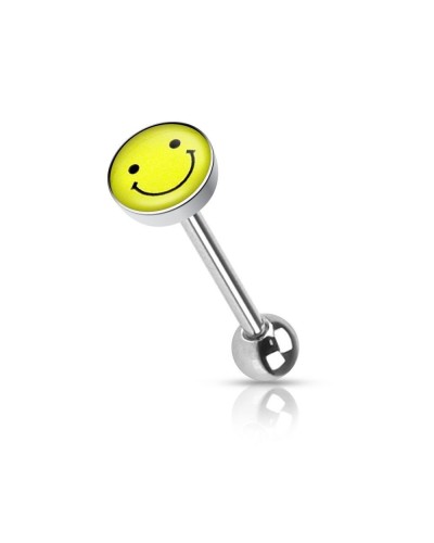 Piercing langue logo smiley jaune souriant