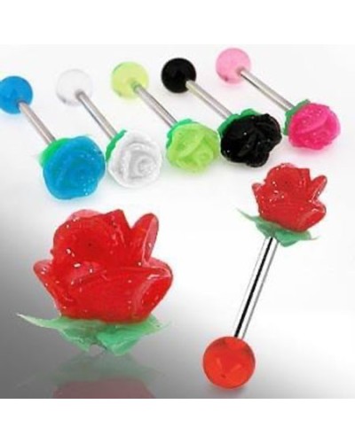 Piercing langue rose en silicone à paillettes