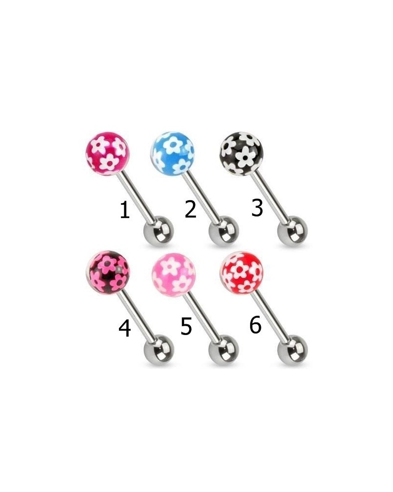 Piercing langue boule fleurie