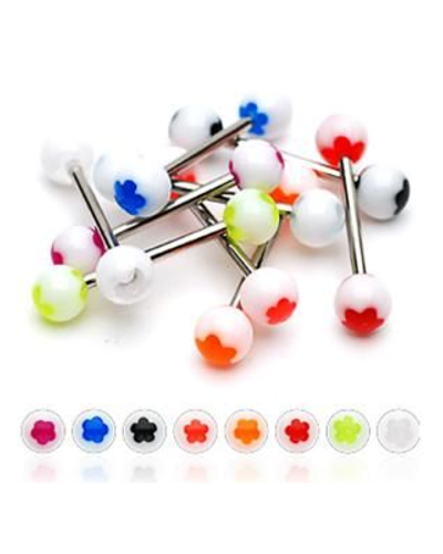 Piercing langue boule acrylique fleur