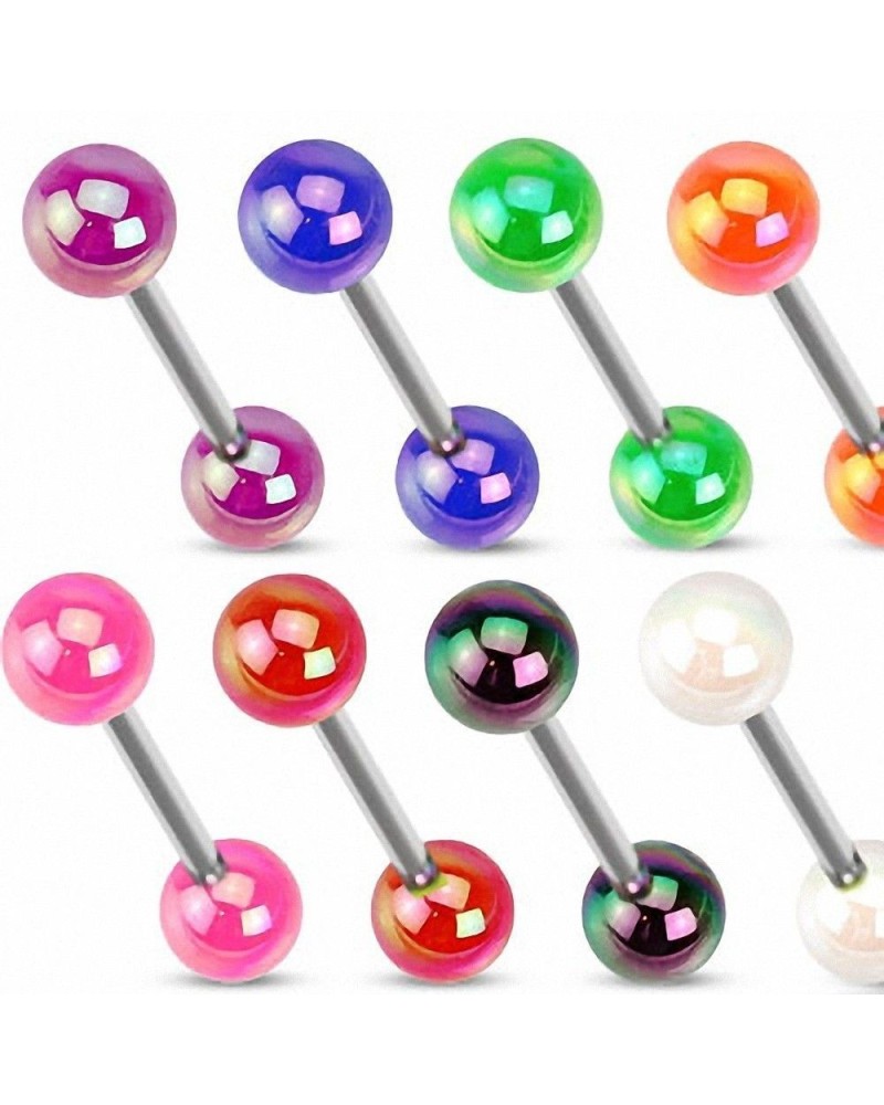 Piercing langue boules aux reflets irisés