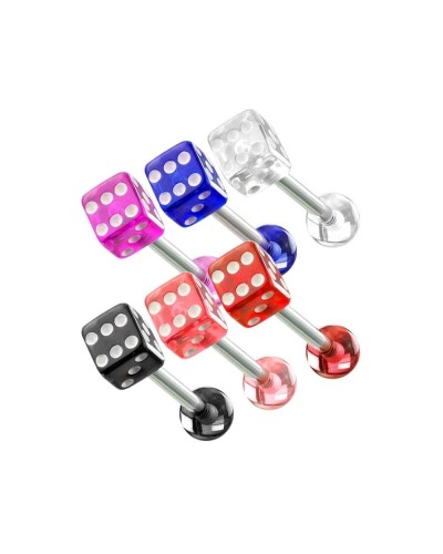 Lot de 6 piercing langue dé en acrylique