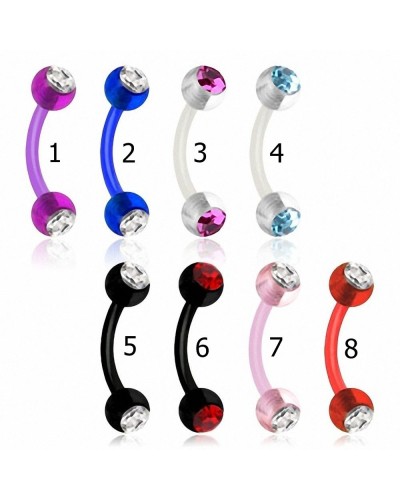 Piercing arcade flexible boules acrylique avec pierrre