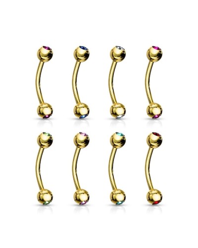 Piercing arcade plaqué or boules avec pierres de zircon